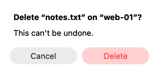 The question: Delete notes.txt on web-01? This can't be undone